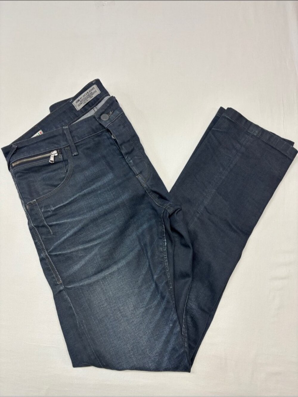 CORE by Jack & Jones Men's Regular Fit Straight Dark Blue Jeans w/Zip Pocket 316